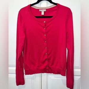 Banana Republic Merino Wool Red Cardigan with Gold Buttons Sz Large